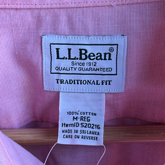 L.L. Bean Men's Wrinkle-Free Sunlit Coral Button-Down Shirt Short Sleeve M-Reg - Picture 7 of 12
